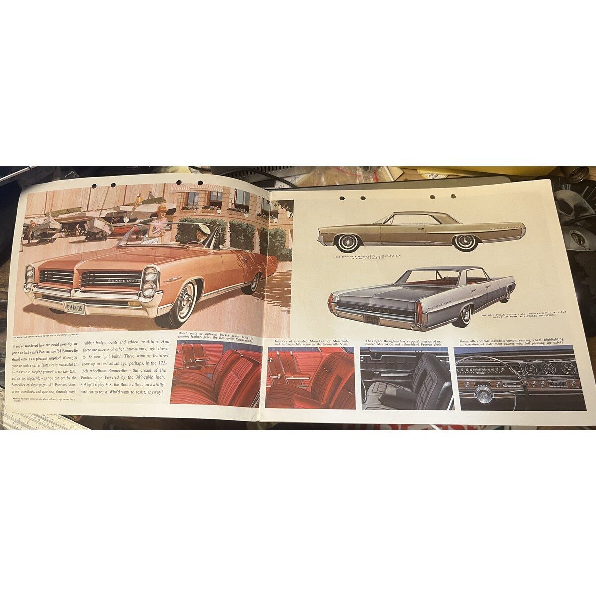 Original Pontiac 1964 Försäljningsbroschyr – Wide-Track 16 sidor hålslagen - Bild 2