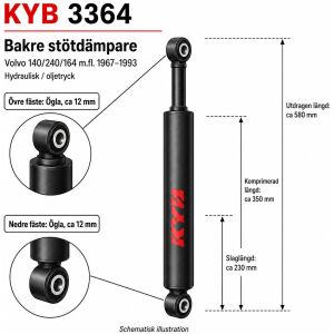 Stötdämpare Bak 1-Par KYB Premium 3364 Volvo 140/240/164 Toyota Mazda Mitsubishi 1967–1993