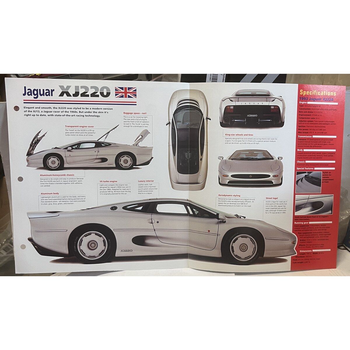 Jaguar XJ220 Hot Cars Cutting Edge Group 1 Card 6 - Bild 2