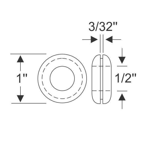 1" Firewall Grommet 1939-49 2dr 4dr ht cab sedan Chevrolet Cadillac - Bild 2