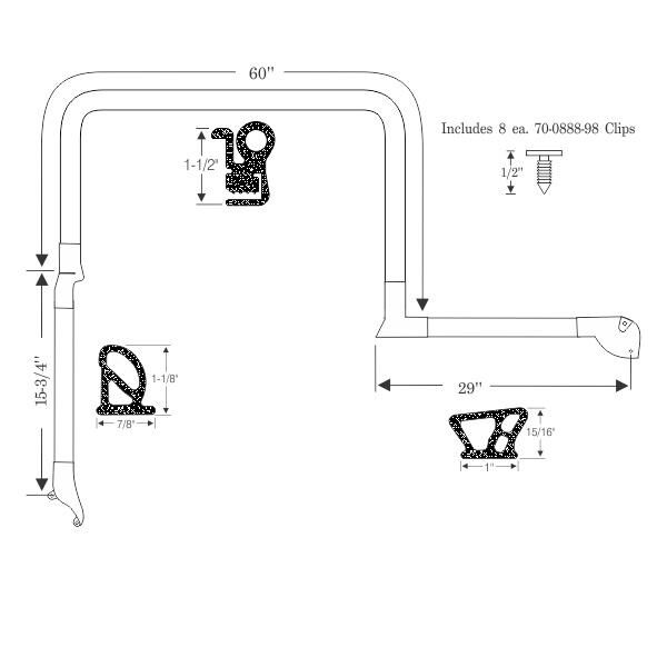 T-Top Body Weatherstrips 1975-77 2dr ht Oldsmobile - Bild 2