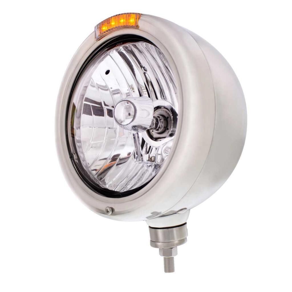 Stainless Steel Classic Headlight Crystal H4 Bulb & LED Turn Signal - Bild 3