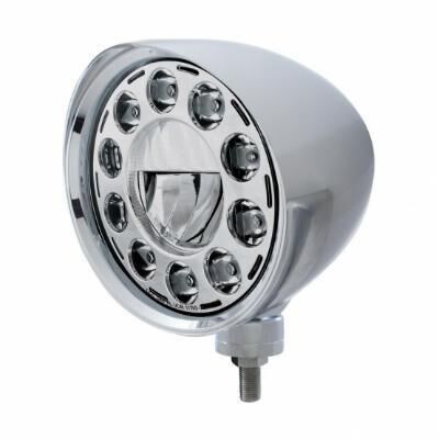 Chrome "Chopper" Headlight With Smooth Visor 11 LED Bulb