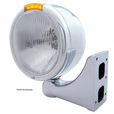 Stainless Steel Classic Half Moon Headlight H4 Bulb & LED Turn Signal - Bild 2