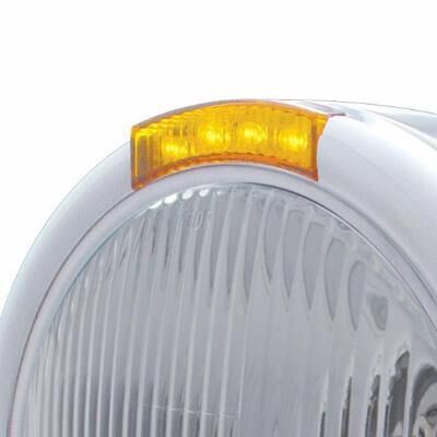Stainless Steel Classic Half Moon Headlight H4 Bulb & LED Turn Signal - Bild 3