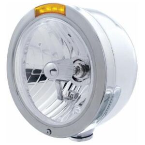 Stainless Steel Bullet Half Moon Headlight Crystal H4 Bulb & LED Turn Signal