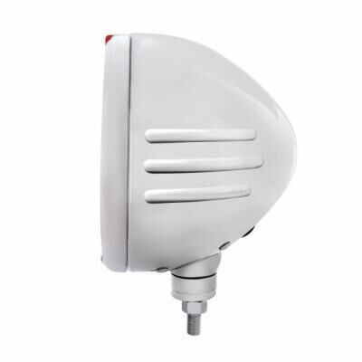 Stainless Steel Classic Embossed Stripe Headlight H4 With White LED & Dual Mode LED Signal - Bild 2