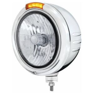 Stainless Steel Classic Embossed Stripe Headlight Crystal H4 & Dual Mode LED Signal
