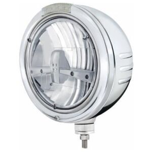 Stainless Steel Bullet Embossed Stripe Headlight 5 LED Bulb & Dual Mode LED Signal