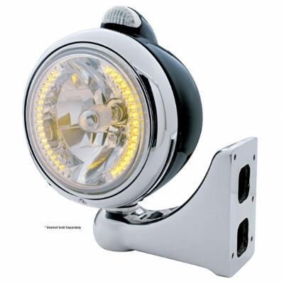 Black Guide 682-C Headlight H4 With 34 Amber LED & LED Signal - Clear Lens - Bild 2