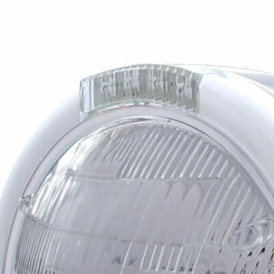 Stainless Steel Classic Half Moon Headlight 6014 Bulb & LED Turn Signal - Bild 3