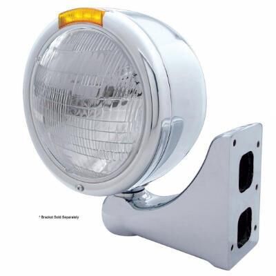 Stainless Steel Classic Half Moon Headlight 6014 Bulb & LED Turn Signal - Bild 2
