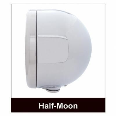 Stainless Steel Classic Half Moon Headlight 6014 Bulb & LED Turn Signal - Bild 3