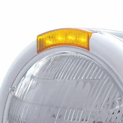 Stainless Steel Classic Half Moon Headlight 6014 Bulb & LED Turn Signal - Bild 4