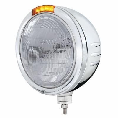 Stainless Steel Bullet Embossed Stripe Headlight 6014 & Dual Mode LED Signal