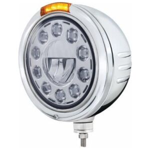 Stainless Steel Bullet Embossed Stripe Headlight 11 LED Bulb & Dual Mode LED Signal
