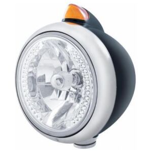 Black "Guide" 682-C Headlight H4 With White LED & Original Style LED Signal