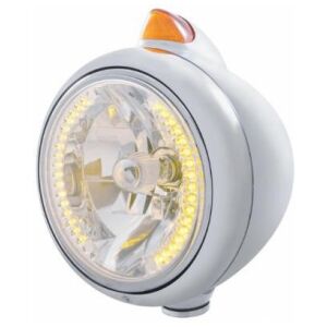 Chrome Guide 682-C Headlight H4 With Amber LED & Original Style LED Signal