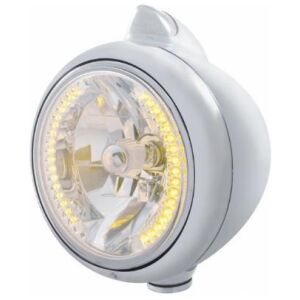 Chrome Guide 682-C Headlight H4 With Amber LED & Original Style LED Signal