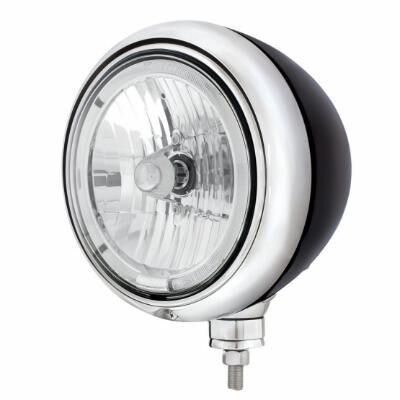 Black Guide Headlight 9007 Bulb With LED Halo Rim