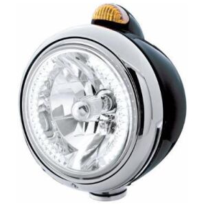 Black Guide 682-C Headlight H4 With White LED & Dual Mode LED Signal