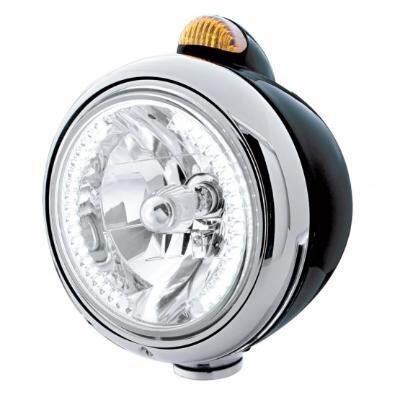 Black Guide 682-C Headlight H4 With White LED & Dual Mode LED Signal