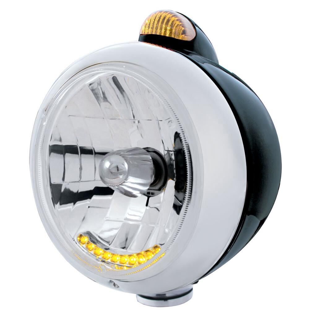 Black Guide 682-C Headlight H4 With 10 Amber LED & Dual Mode LED Signal