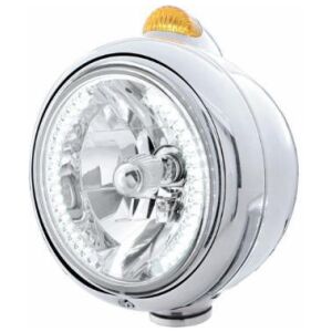 Stainless Steel Guide 682-C Headlight H4 With White LED & Dual Mode LED Signal