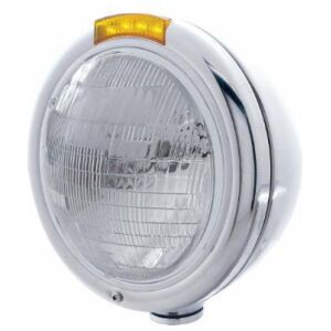 Stainless Steel Classic Headlight 6014 Bulb & LED Turn Signal