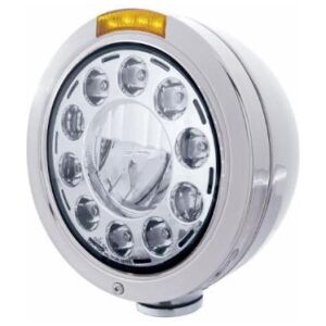 Stainless Bullet Classic Headlight 11 LED Bulb With Dual Mode LED Turn Signal
