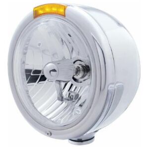 Stainless Steel Classic Half Moon Headlight Crystal H4 Bulb & LED Turn Signal