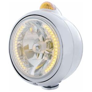 Chrome Guide 682-C Headlight H4 With Amber LED & Dual Mode LED Signal