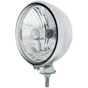 Chrome Kingbee Style Headlight Housing & H4 Bulb With 6 Amber LED