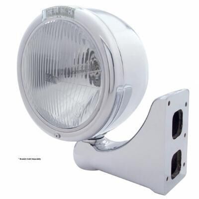 Stainless Steel Classic Half Moon Headlight H4 Bulb & LED Turn Signal - Bild 2