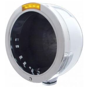 Stainless Steel Bullet Half Moon Headlight No Bulb With LED Turn Signal