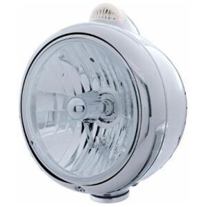 Stainless Steel Guide 682-C Style Headlight Crystal H4 & LED Signal - Clear Lens
