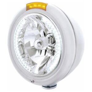 Chrome Classic Headlight H4 With 34 White LED & Signal