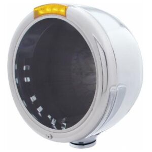 Stainless Steel Classic Half Moon Headlight No Bulb With LED Turn Signal