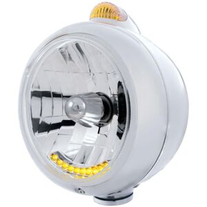 Chrome Guide 682-C Headlight H4 With 10 Amber LED & Dual Mode LED Signal