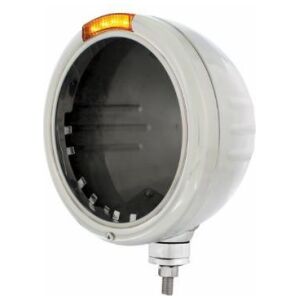 Stainless Steel Classic Stripe Headlight No Bulb With LED Signal