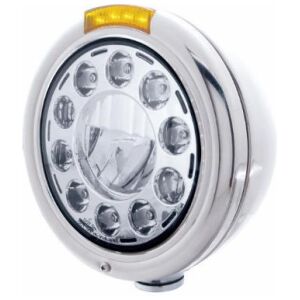 Stainless Classic Headlight 11 LED Bulb & Dual Mode LED Turn Signal