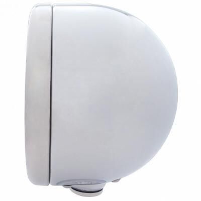 Stainless Steel Classic Half Moon Headlight H4 With White LED & Signal - Bild 4