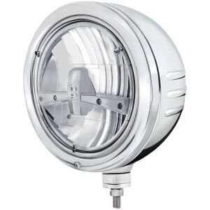 Stainless Bullet Embossed Stripe Headlight Housing With 5 LED 7" Round Headlight