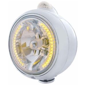 Chrome Guide 682-C Headlight H4 With 34 Amber LED & LED Signal - Clear Lens