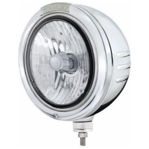 Stainless Steel Bullet Embossed Stripe Headlight Crystal H4 & Dual Mode LED Signal