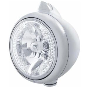 Stainless Steel Guide 682-C Headlight H4 With White LED & Original Style LED Signal