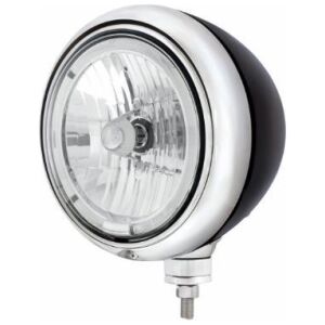 Black Guide Headlight 9007 Bulb With LED Halo Rim