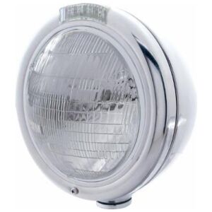 Stainless Steel Classic Headlight 6014 Bulb & LED Turn Signal