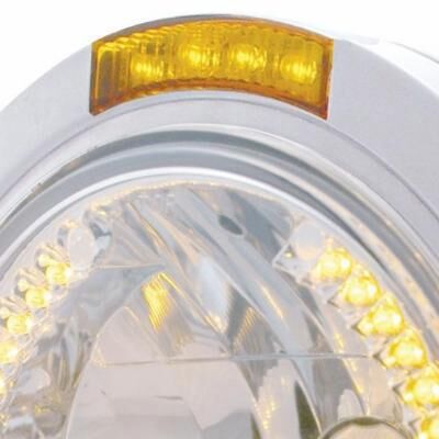 Stainless Steel Bullet Classic Headlight H4 With Amber LED & Signal - Bild 3
