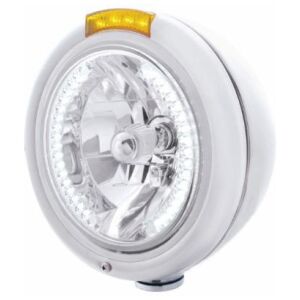 Stainless Steel Classic Headlight H4 With 34 White LED & Signal